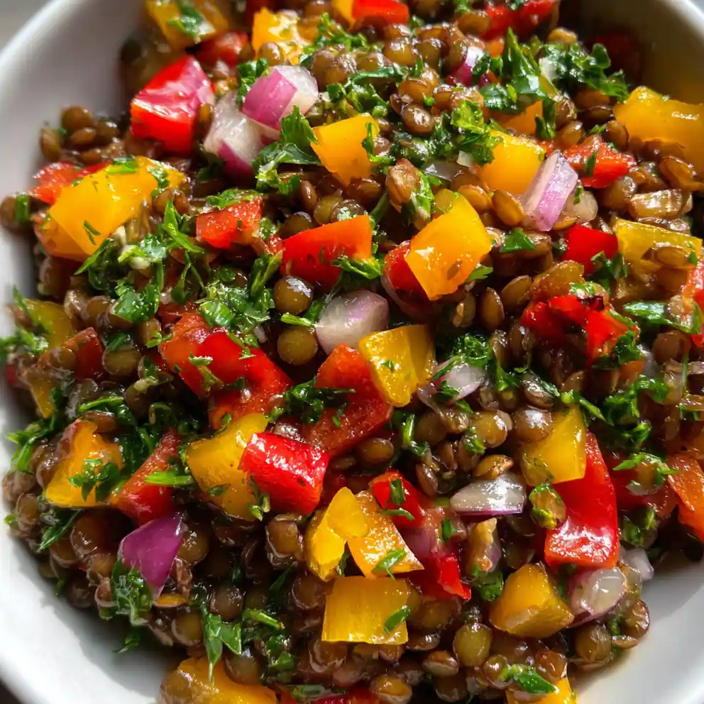 lentil salad recipe Roasted Pepper Confetti