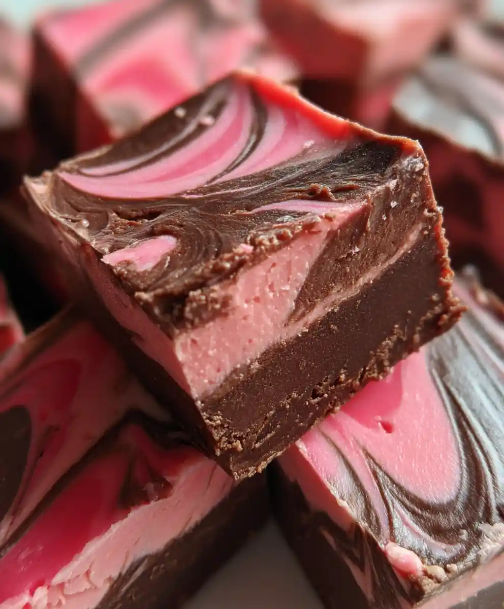 microwave fudge recipe Two-Tone Chocolate and Strawberry Ribbon