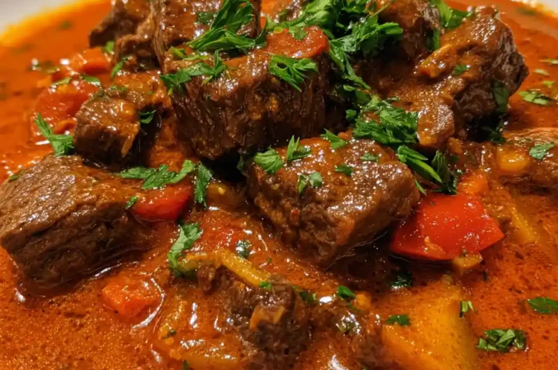 Old Fashioned Goulash Recipe Paprika Tomato Stew With Emerald Parsley 1761427905.6623862