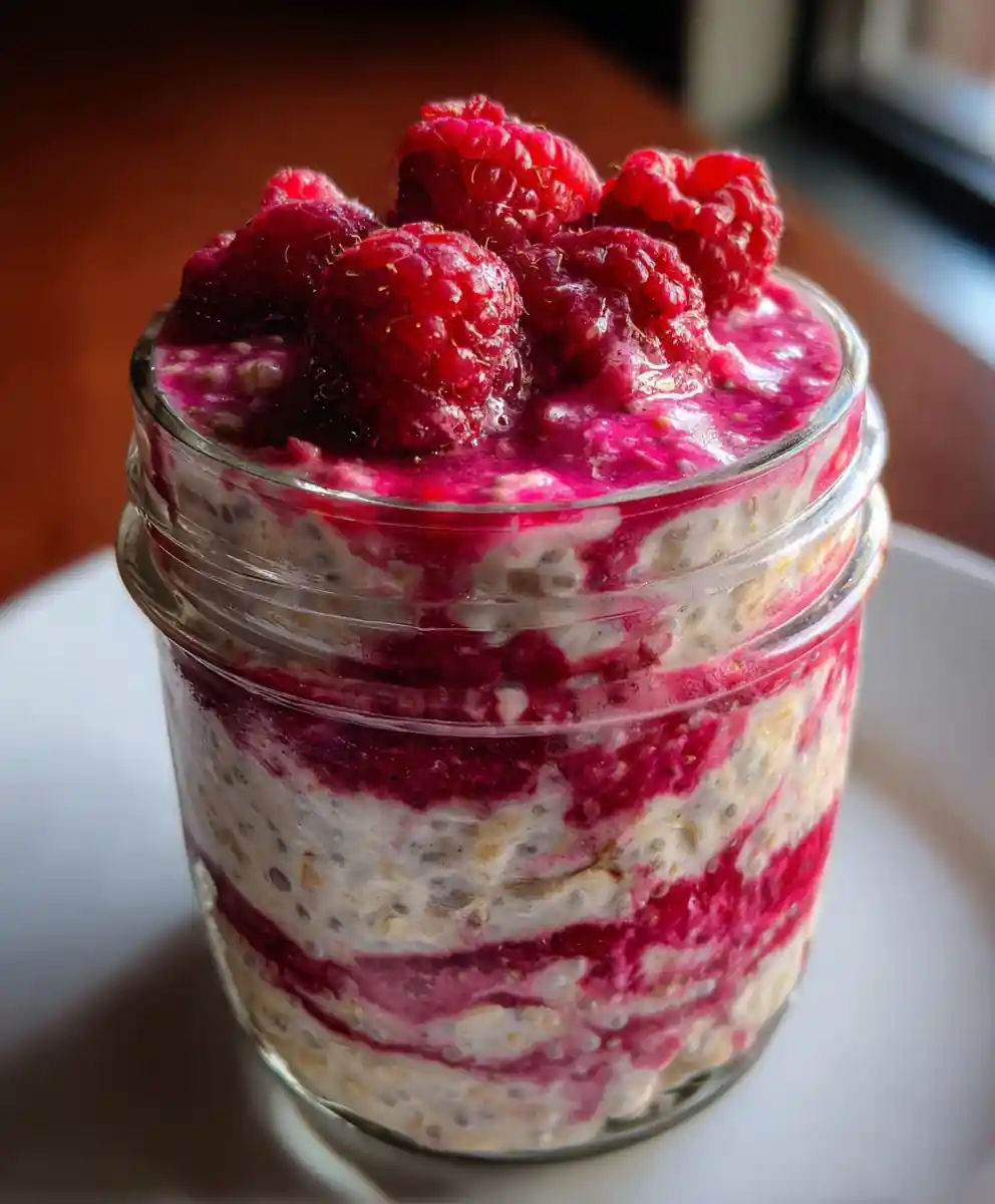 overnight oats recipe Raspberry Chia Ribbon