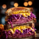 Pastrami Sandwich Recipe Purple Slaw And Mustard Stripe 1760455295.0081794