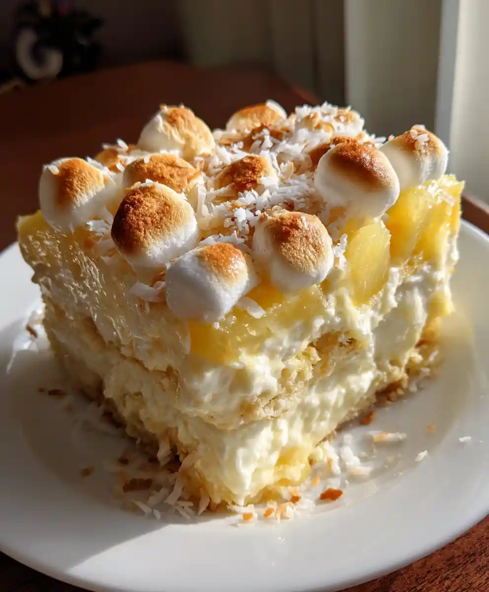 pineapple fluff recipe Sunny Layers With Toasted Coconut