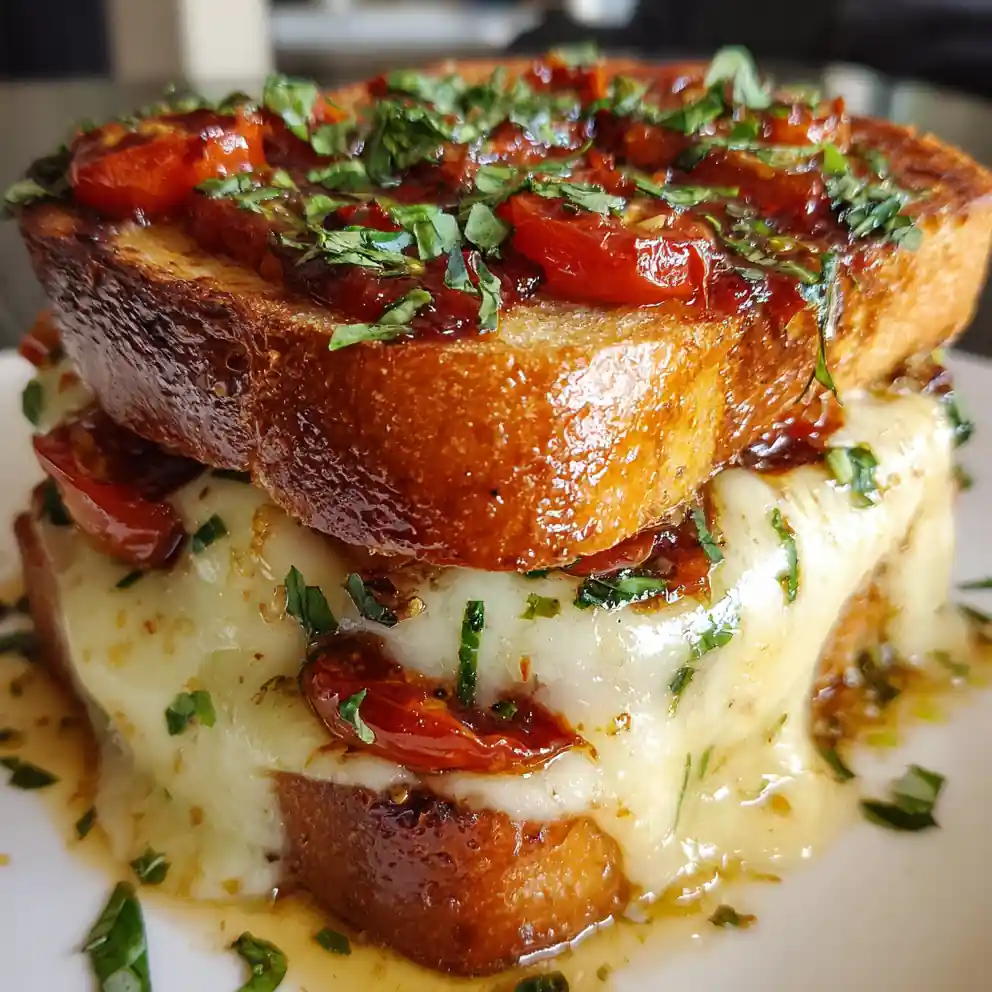 pizza burger recipe Roasted Tomato Melt Stack