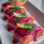 Poached Salmon Recipe With Beet Pink Yogurt Ribbon 1761304636.379924