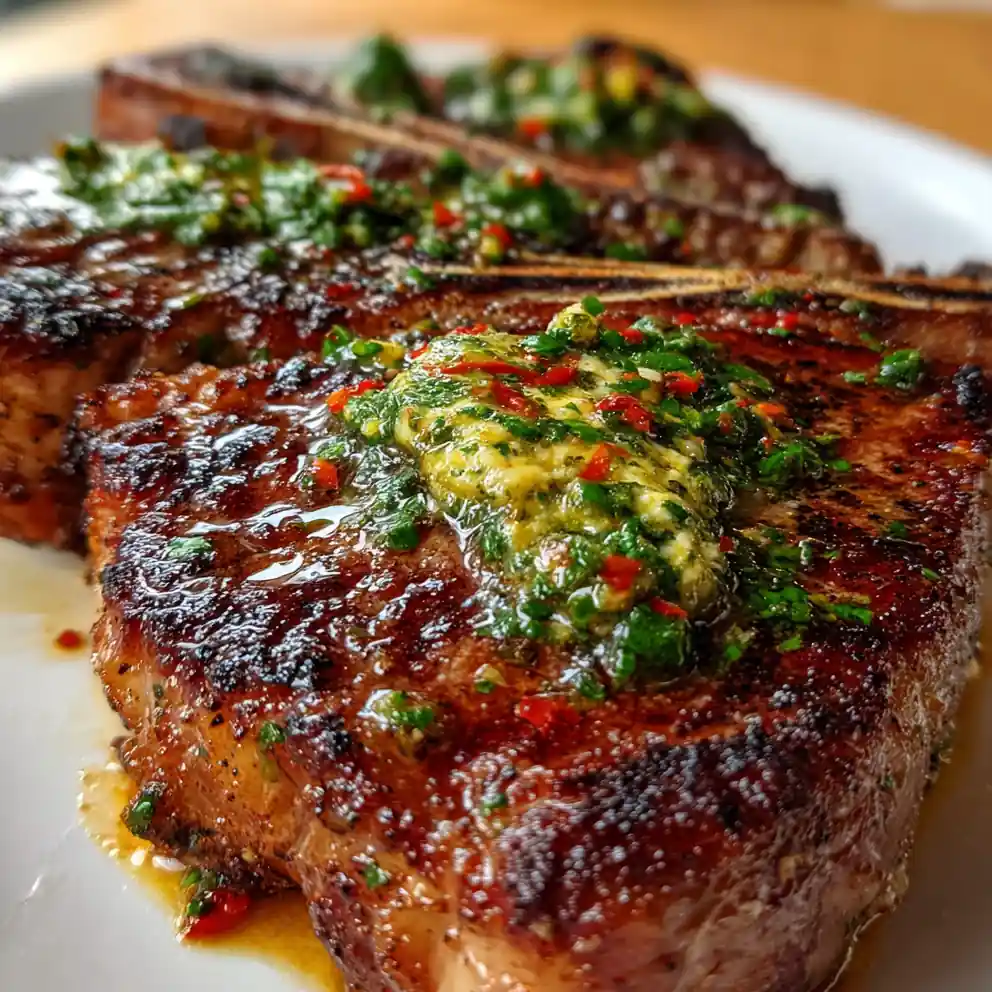 porterhouse steak recipe with Chili-Red Compound Butter