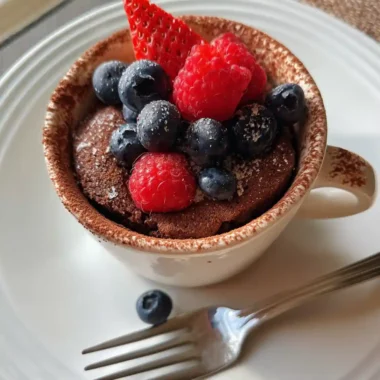 Protein Mug Cake Recipe Cocoa Swirl With Berry Top 1761529533.3795996