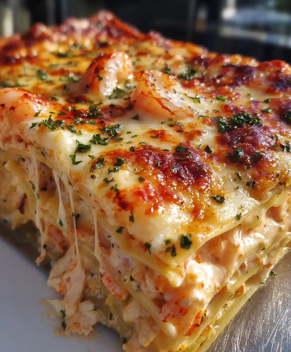 seafood lasagna recipe Tomato Cream And Parsley Flecks