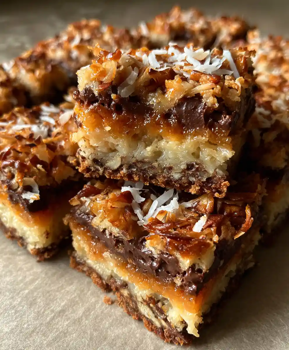 seven layer bars recipe with Toasted Coconut Bronze Top
