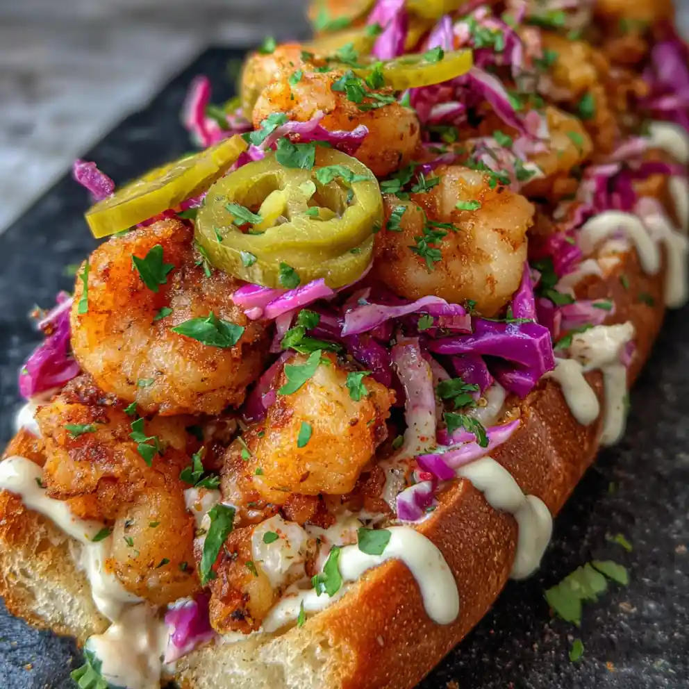 shrimp po boy recipe Creole Slaw And Pickle Ribbons