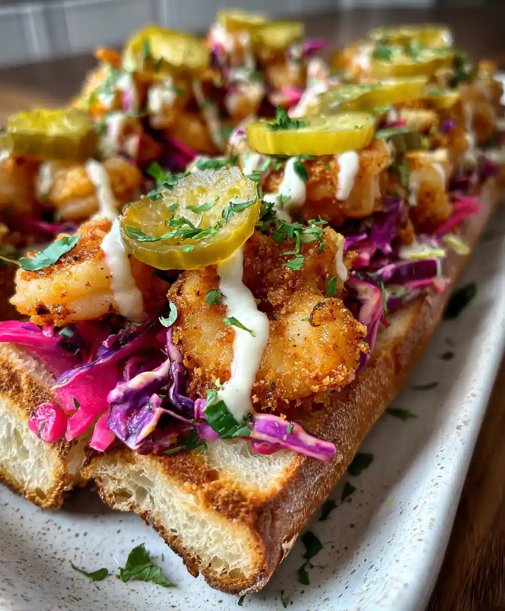 shrimp po boy recipe Creole Slaw And Pickle Ribbons
