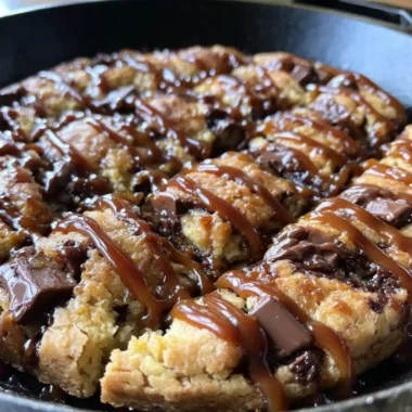 Skillet Cookie Recipe With Caramel Lattice Drizzle 1761304829.656779