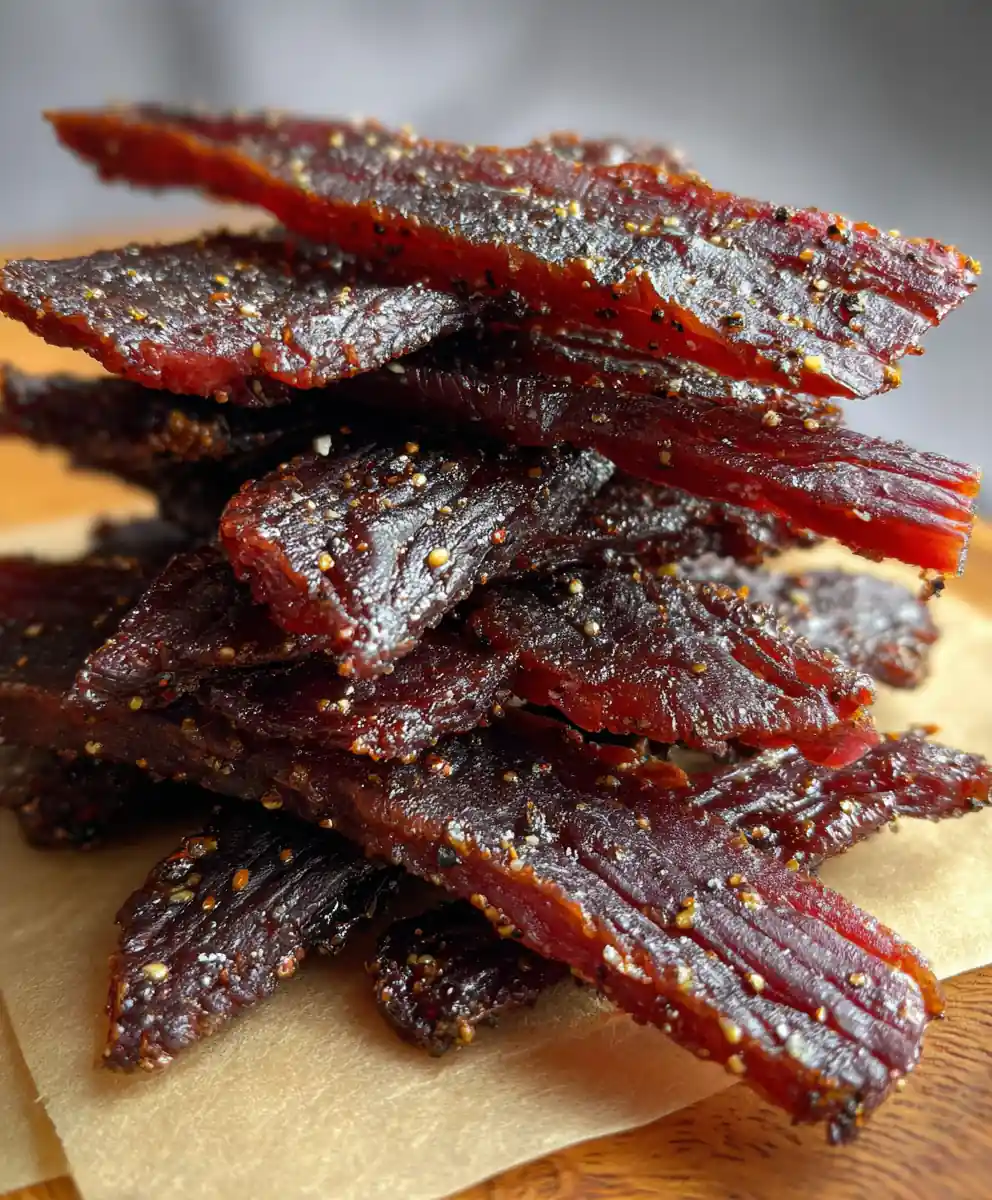 smoked beef jerky recipe Pepper Cracked Mahogany