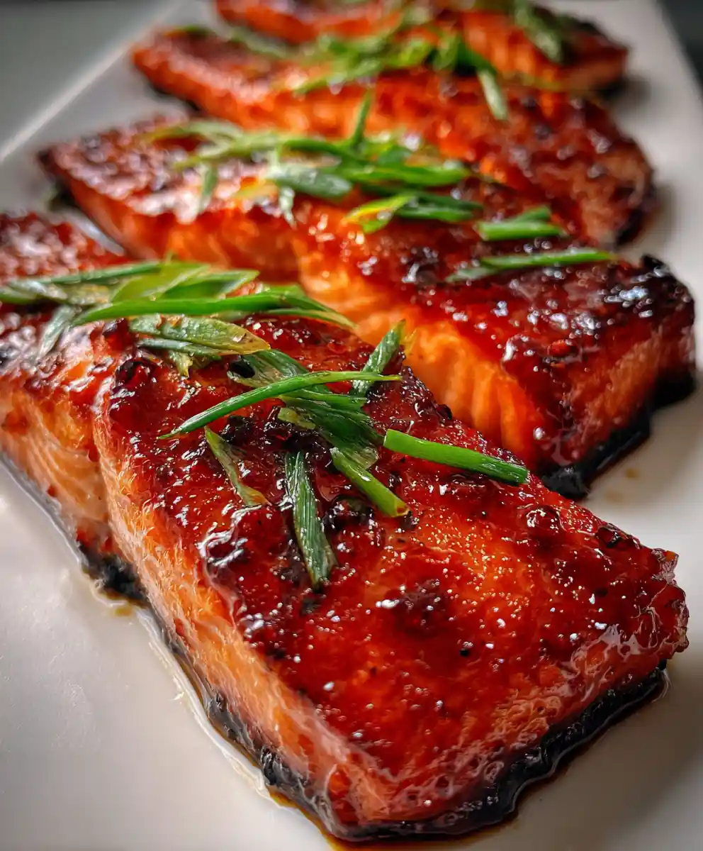 sockeye salmon recipe Maple-Chili Lacquer With Scallion Ribbons