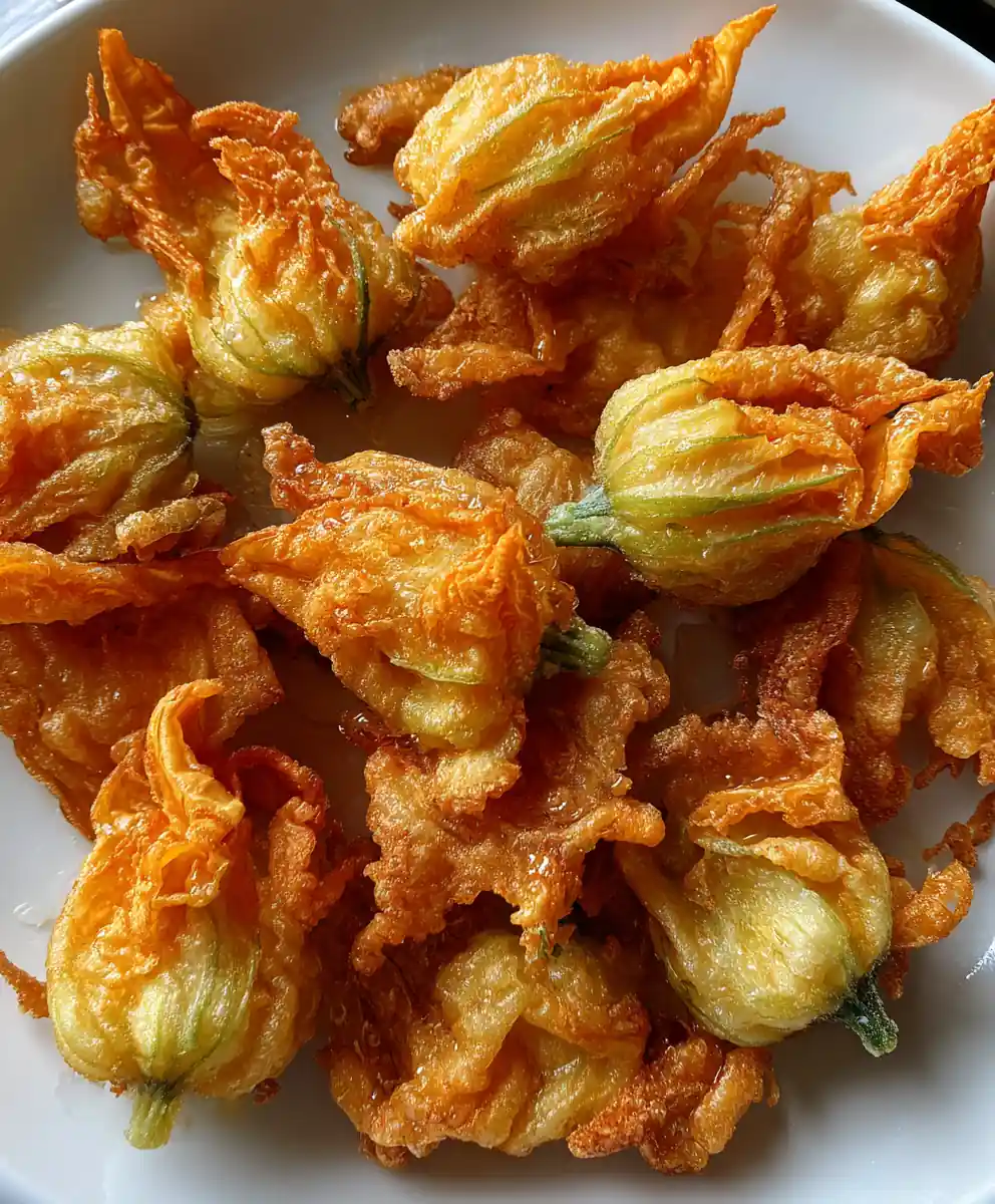 squash blossom recipe Crispy Blossoms with Saffron Honey Drizzle