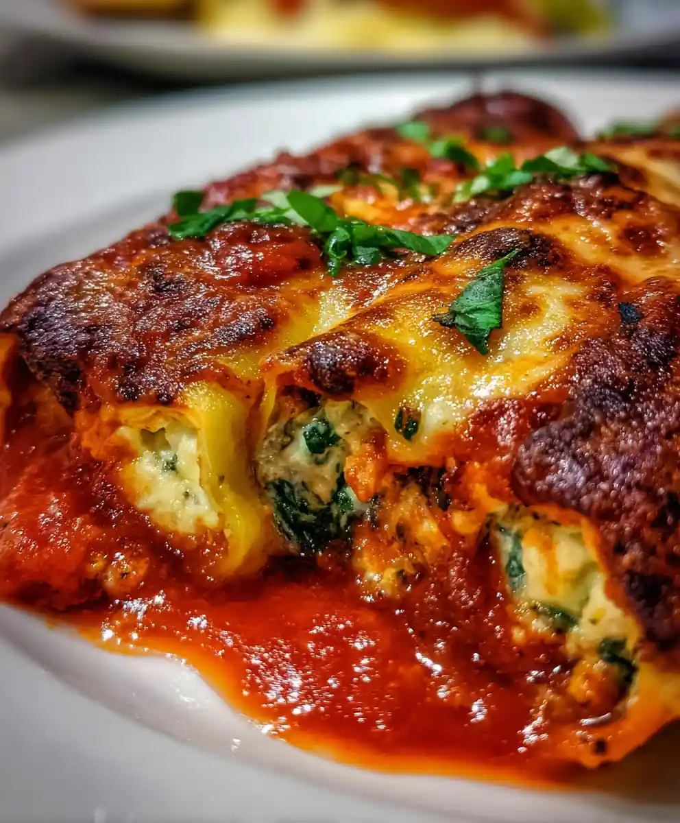 stuffed manicotti recipe with Sunset Red Marinara Blanket