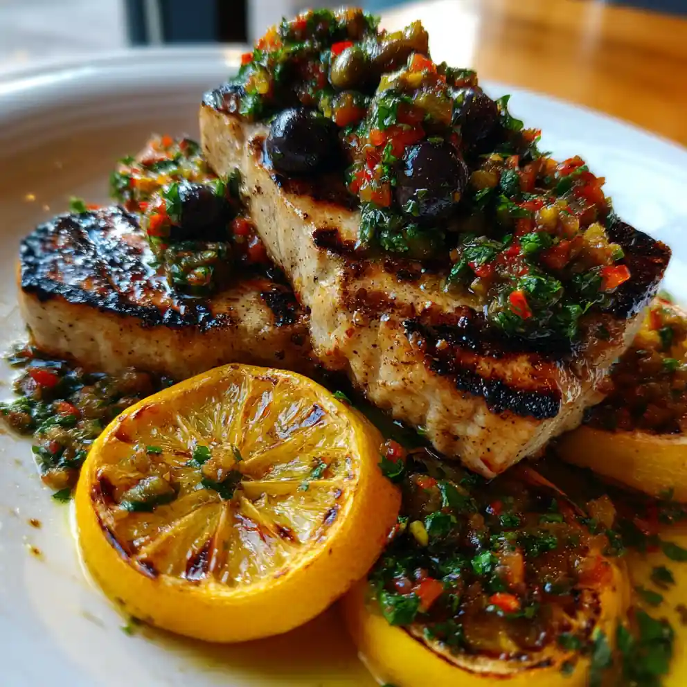 swordfish steak recipe Charred Citrus With Olive Relish