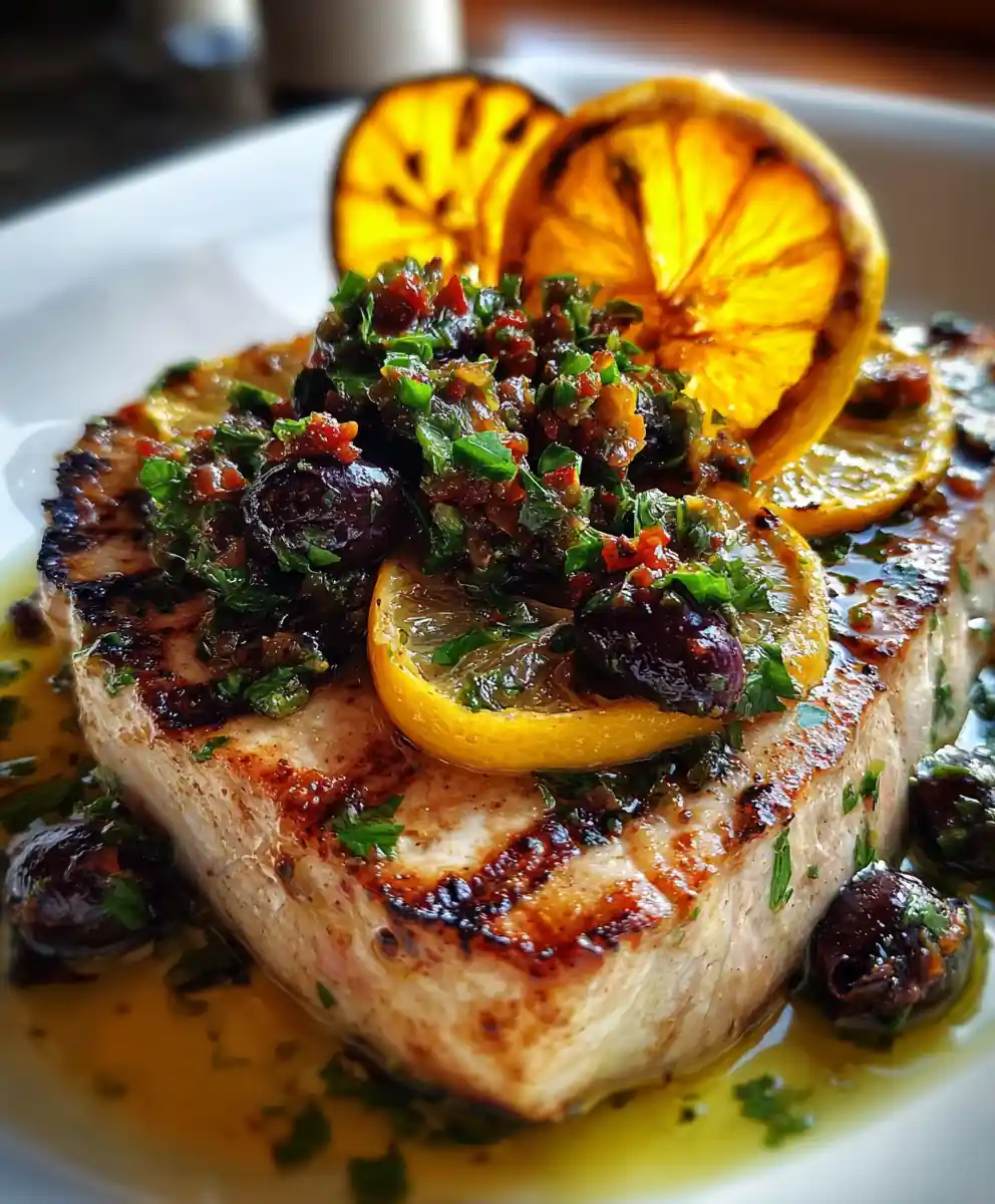 swordfish steak recipe Charred Citrus With Olive Relish