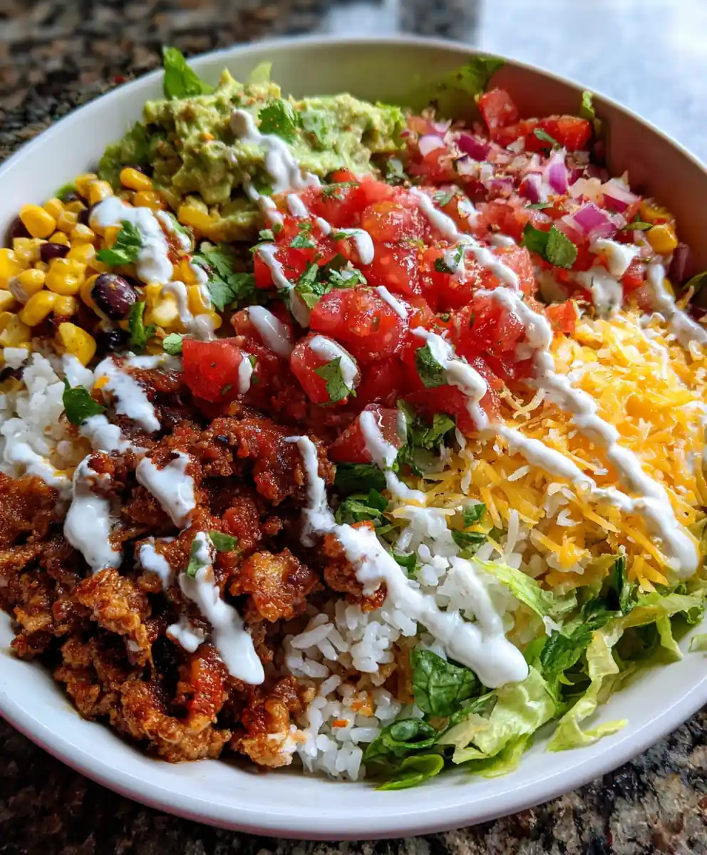 taco bowl recipe Charred Corn, Pico, And Cilantro Crema