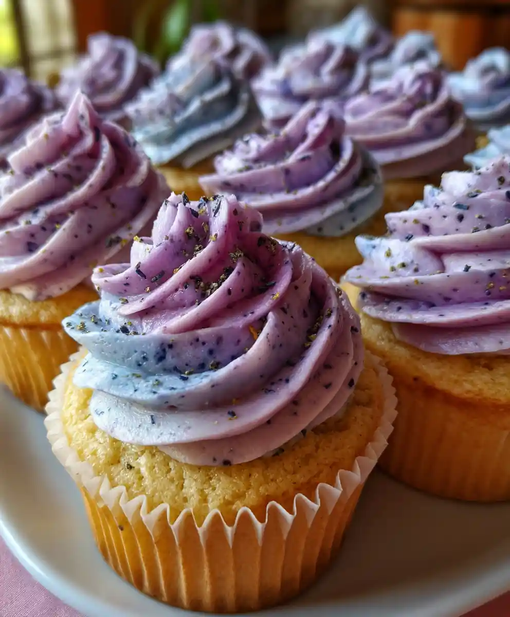 vegan cupcake recipe Lavender Blueberry Frosting