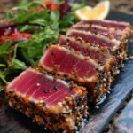 Yellowfin Tuna Recipe Seared Sesame Wasabi Drizzle 1760554690.705747