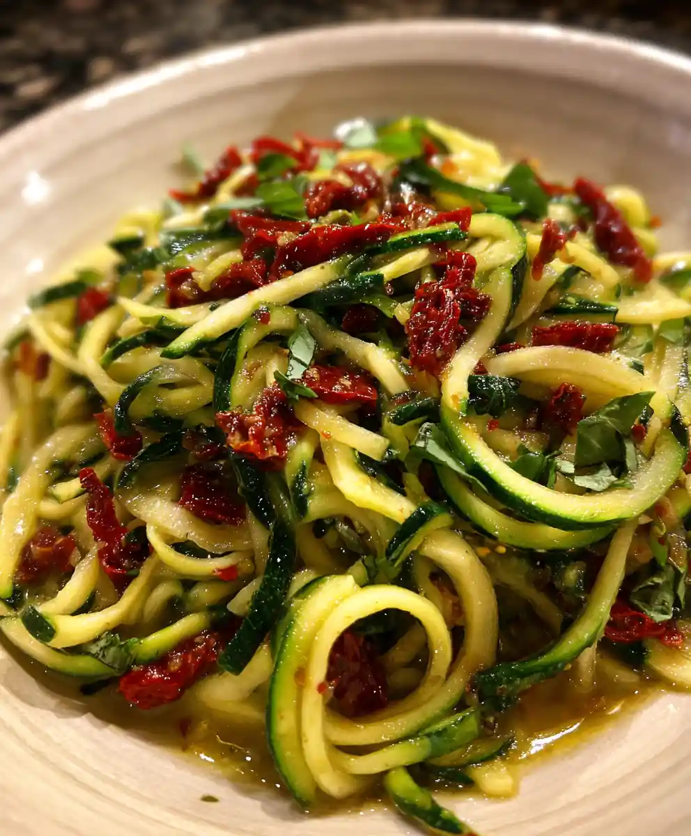 zucchini pasta recipe Sun-Dried Tomato And Basil Ribbons