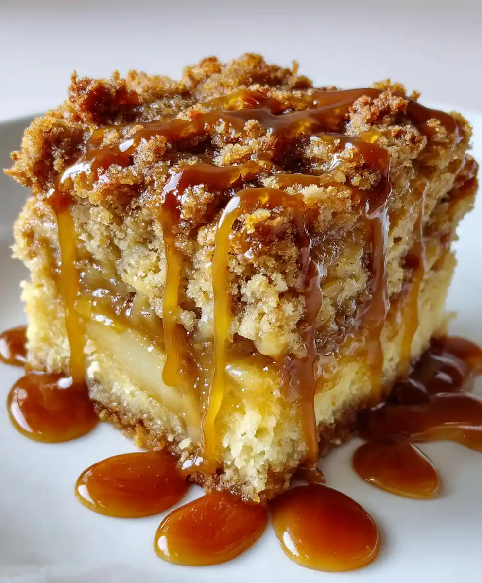 apple streusel recipe Golden Crumble With Caramel Drizzle