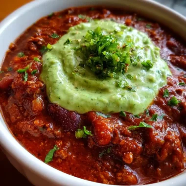 Best Classic Chili Recipe Tomato Red With Green Crema 1762417878.576273
