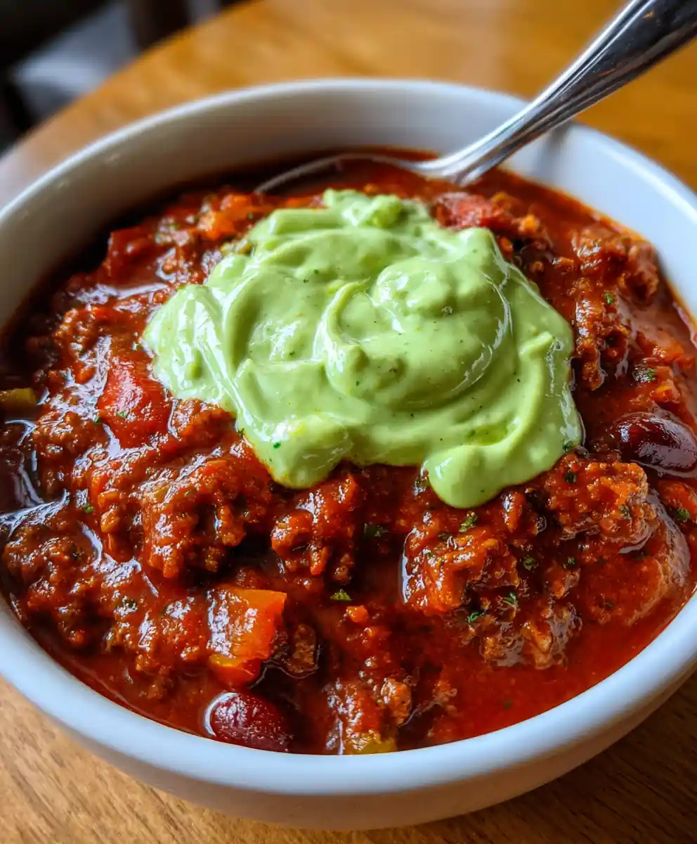 best classic chili recipe Tomato-Red With Green Crema