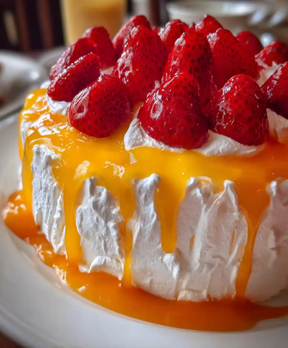 best tres leches cake recipe Mango Drip and Strawberry Crown