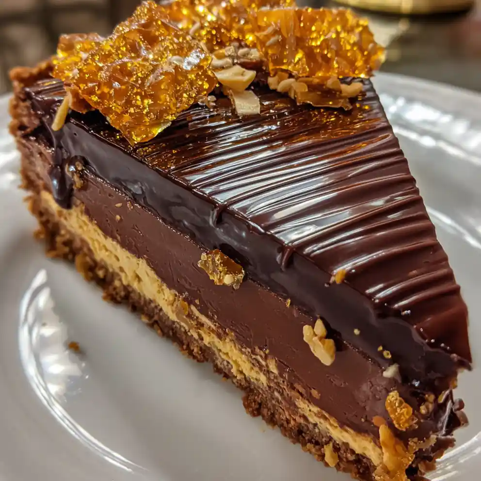 chocolate peanut butter crunch pie recipe Striped Ganache and Peanut Brittle
