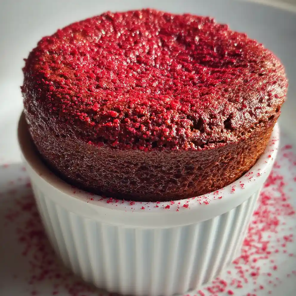 chocolate souffle recipe Dark Cocoa With Raspberry Dust