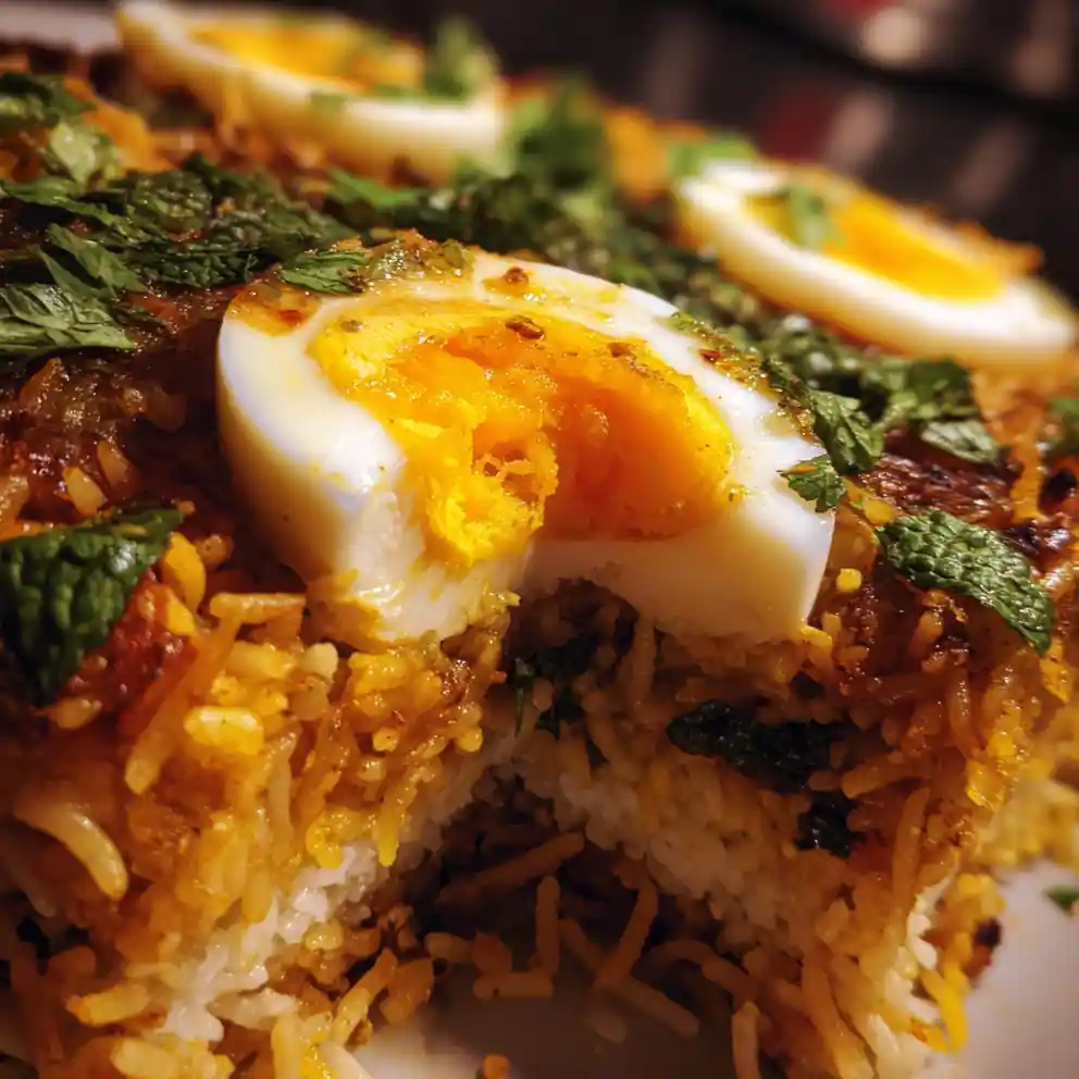 egg biryani recipe Saffron Golden Layered