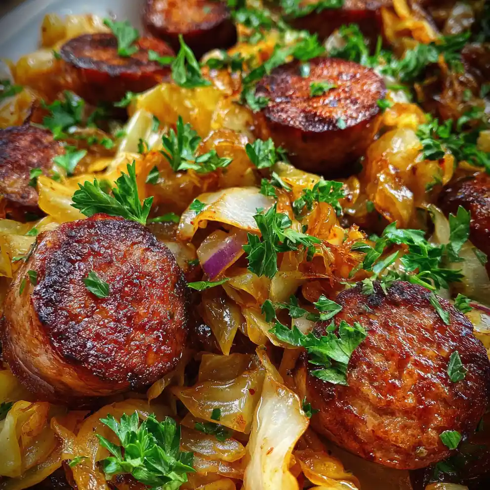 fried cabbage and sausage recipe
