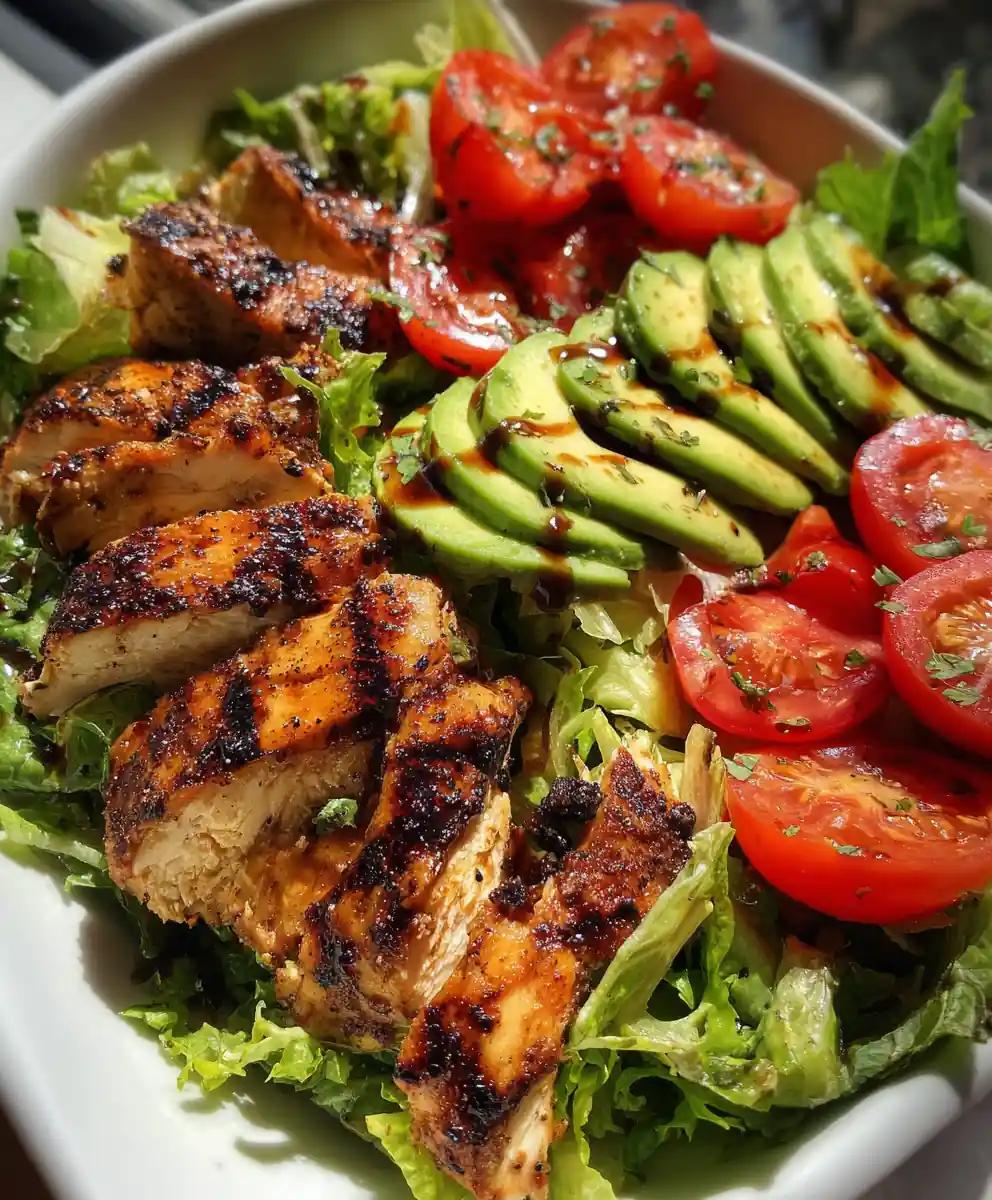 grilled chicken salad recipe Ruby Tomato and Avocado Ribbon
