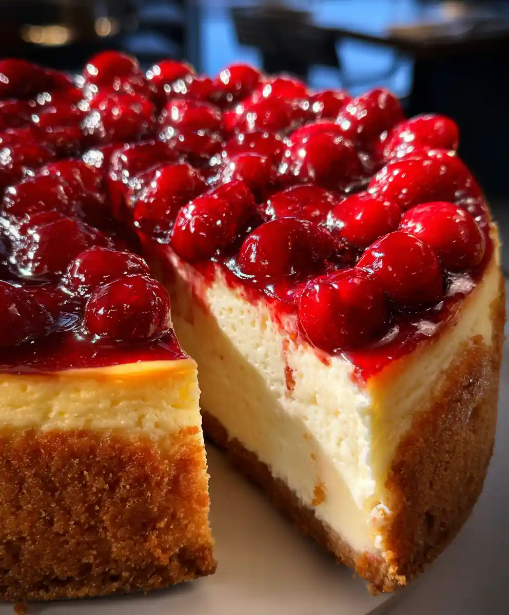 new york style cheesecake recipe Cherry Topping With Vanilla Bean