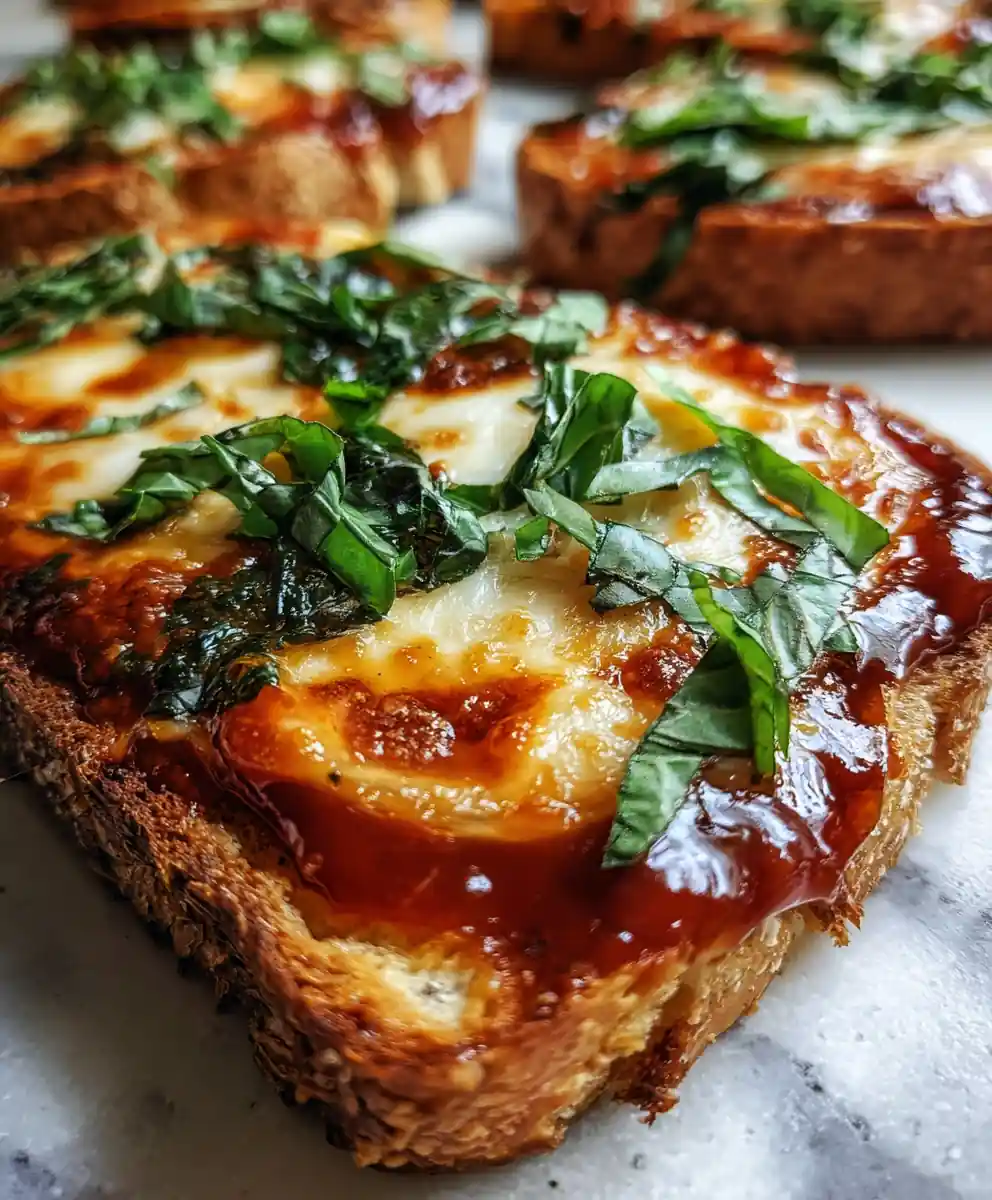 pizza toast recipe Margherita Red and Basil Green
