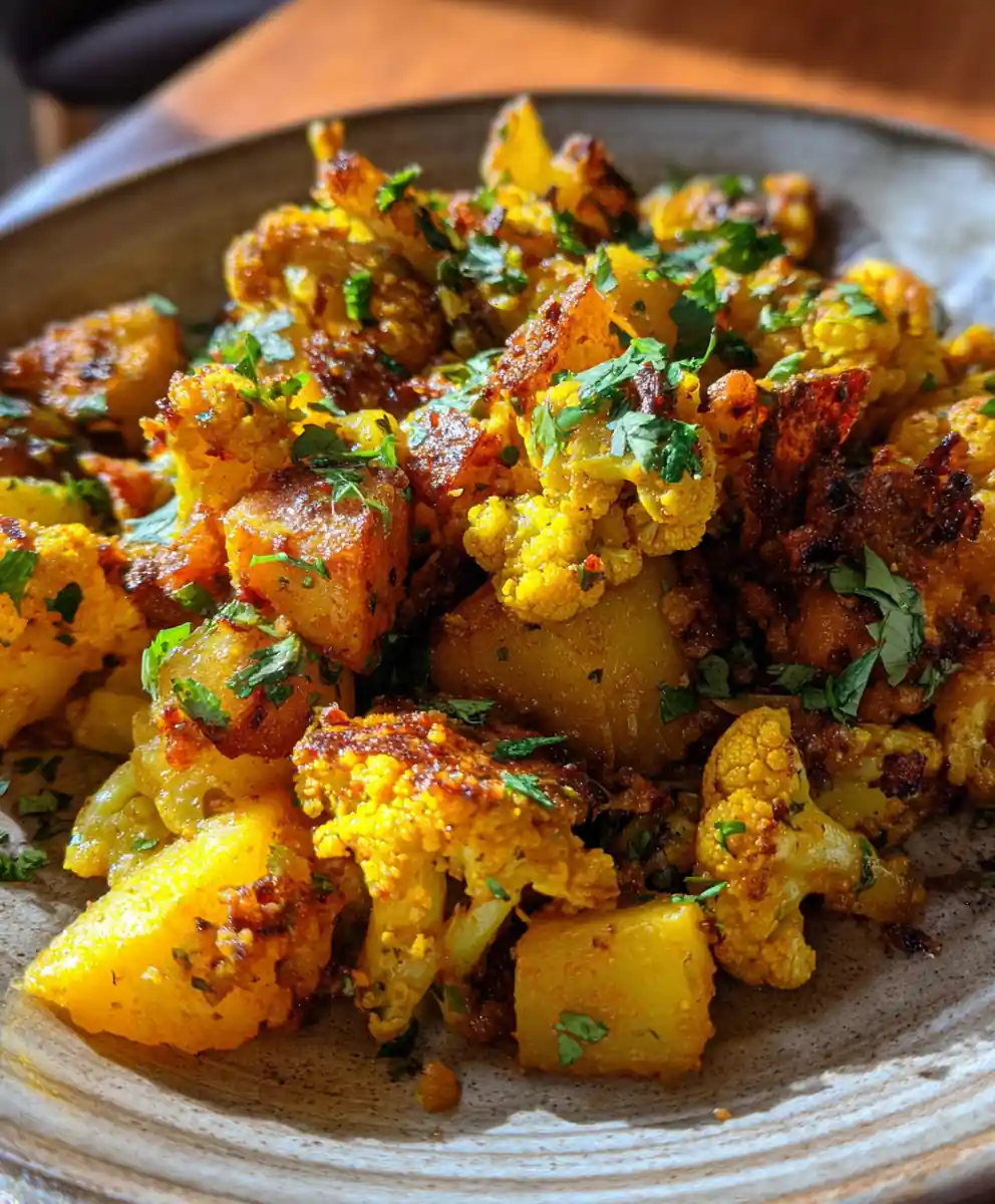 potatoes cauliflower indian recipe Turmeric-Gilded Aloo Gobi