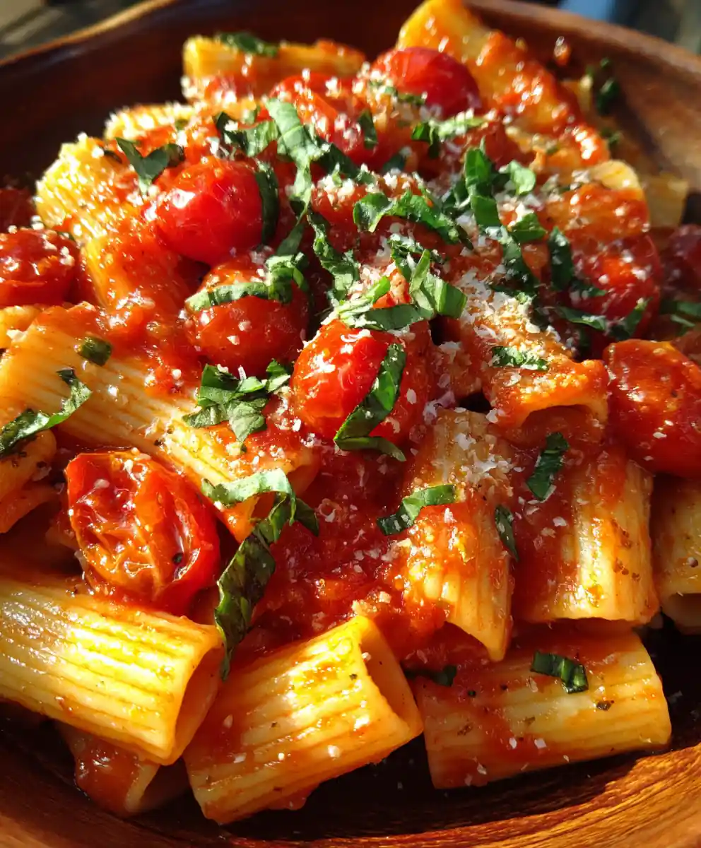 rigatoni pasta recipe Cherry Tomato Burst Sauce