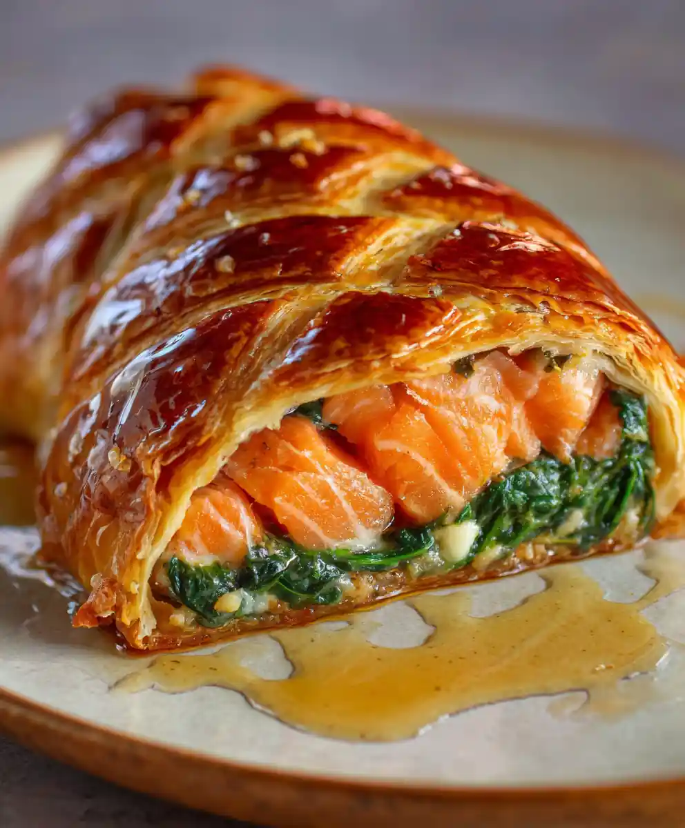 salmon wellington recipe Spinach Layer and Lemon Glaze