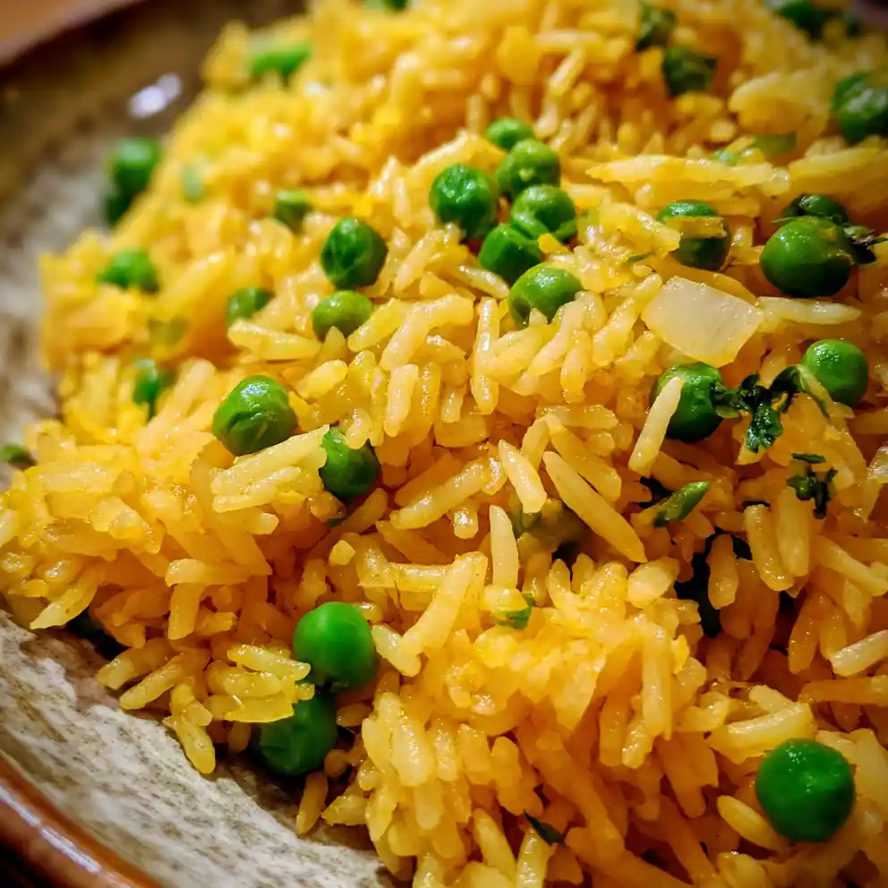 seasoned rice recipe Turmeric and Pea Confetti