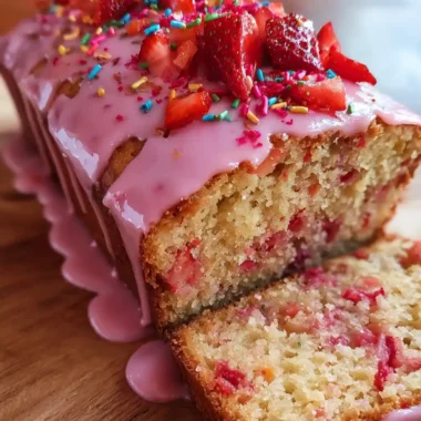 Strawberry Bread Recipe Pink Glaze And Berry Bits 1762503717.1704597