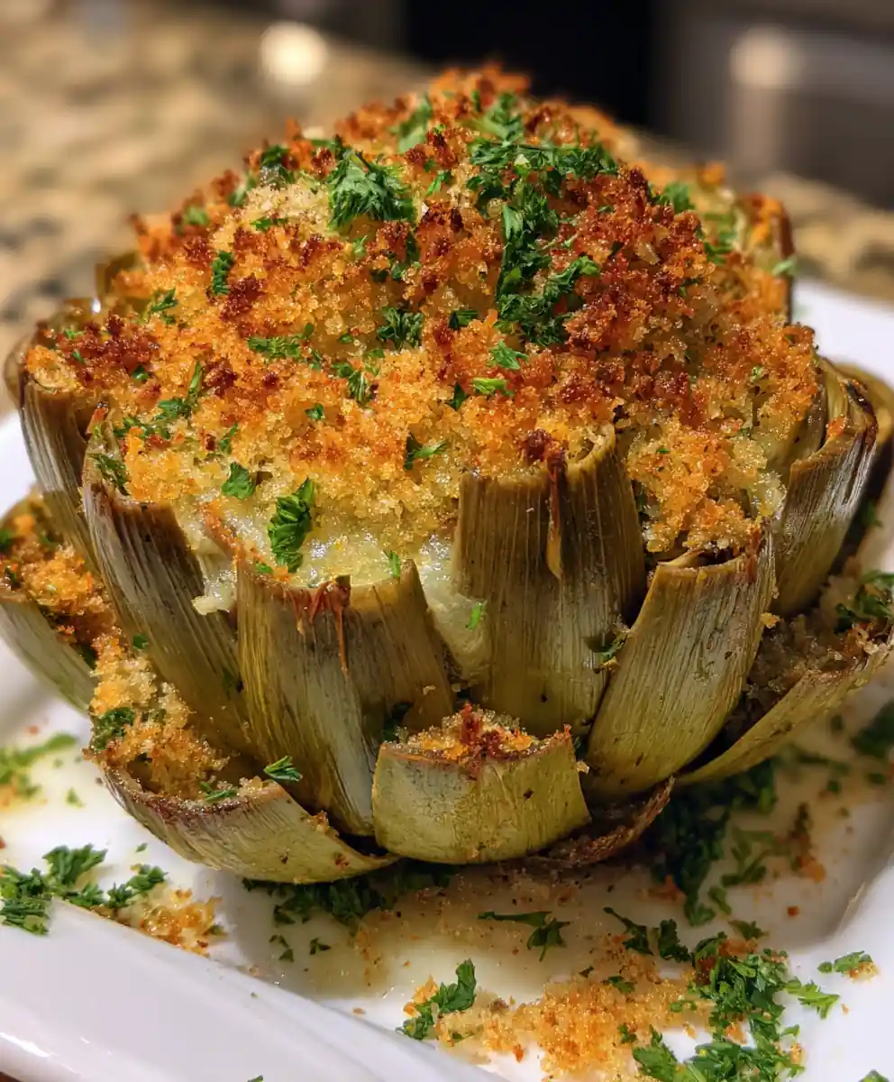 stuffed artichoke recipe Lemon-Parsley Breadcrumb Crown