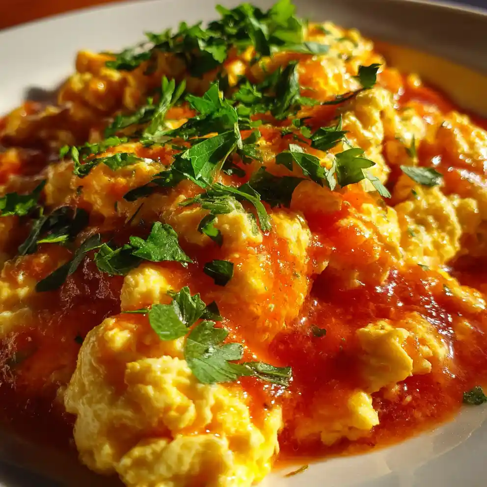 tomato egg recipe Golden Scramble in Red Sauce