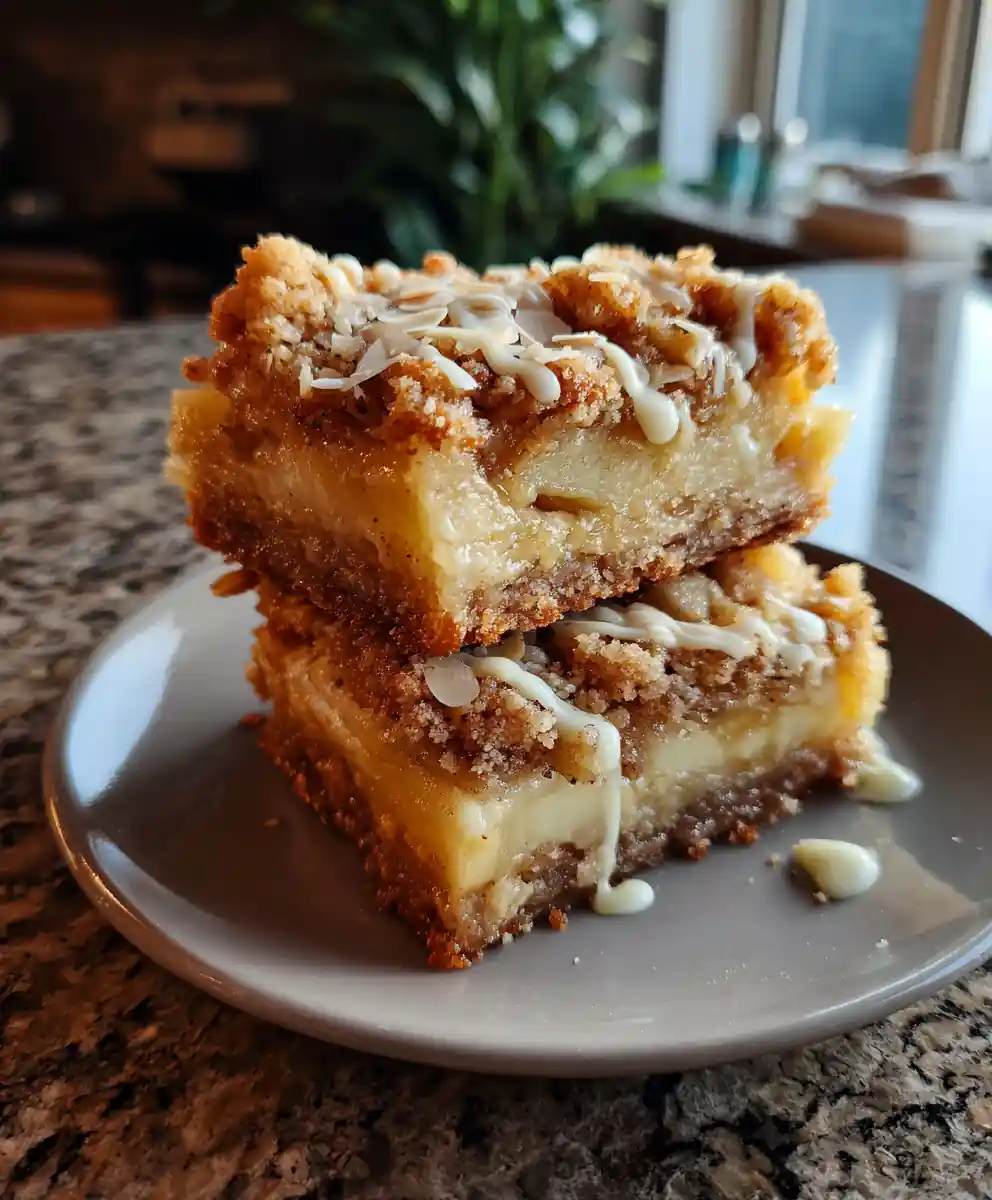 Apple Crumb Bars with Cardamom Cream Cheese Swirl