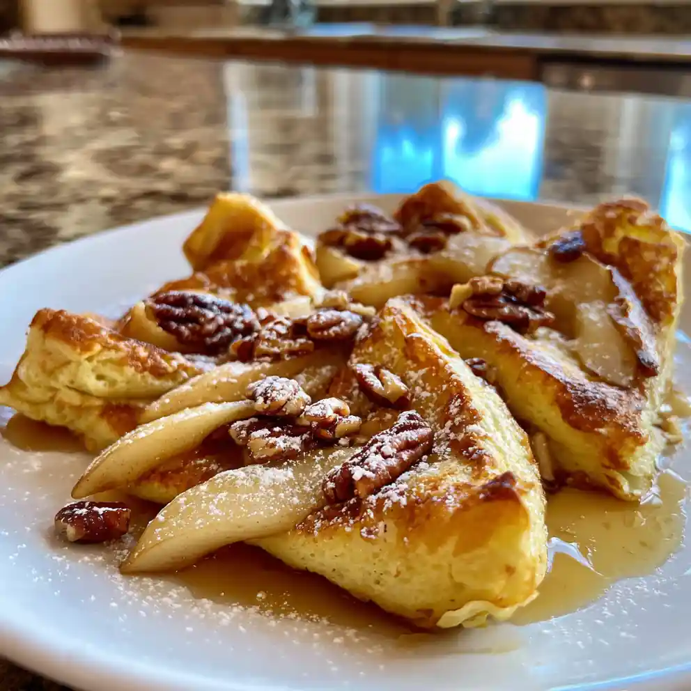 Baked German Pancake with Caramelized Apple Cinnamon Swirl
