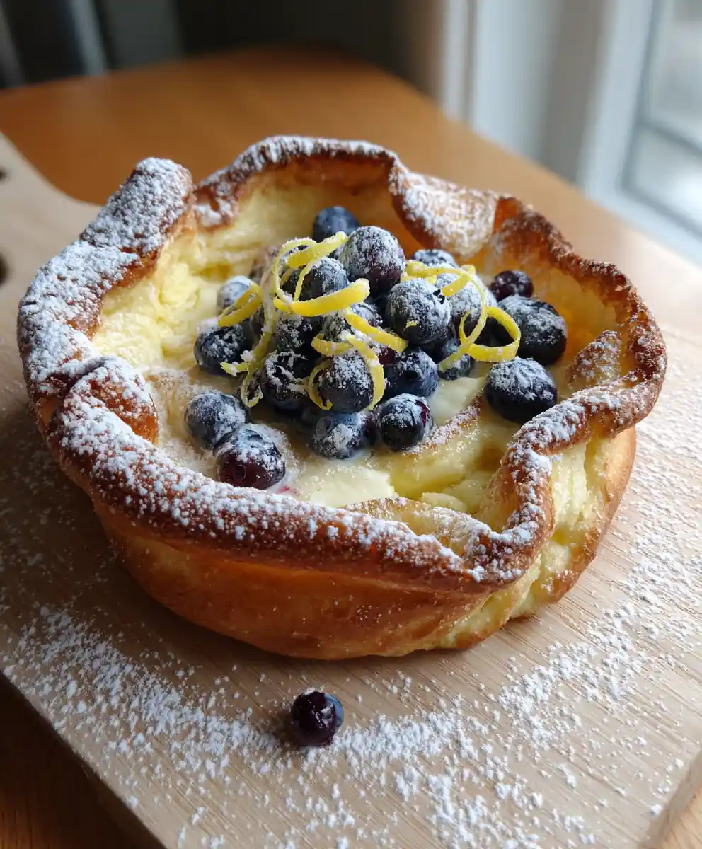 Baked German Pancake with Lemon Ricotta Swirl