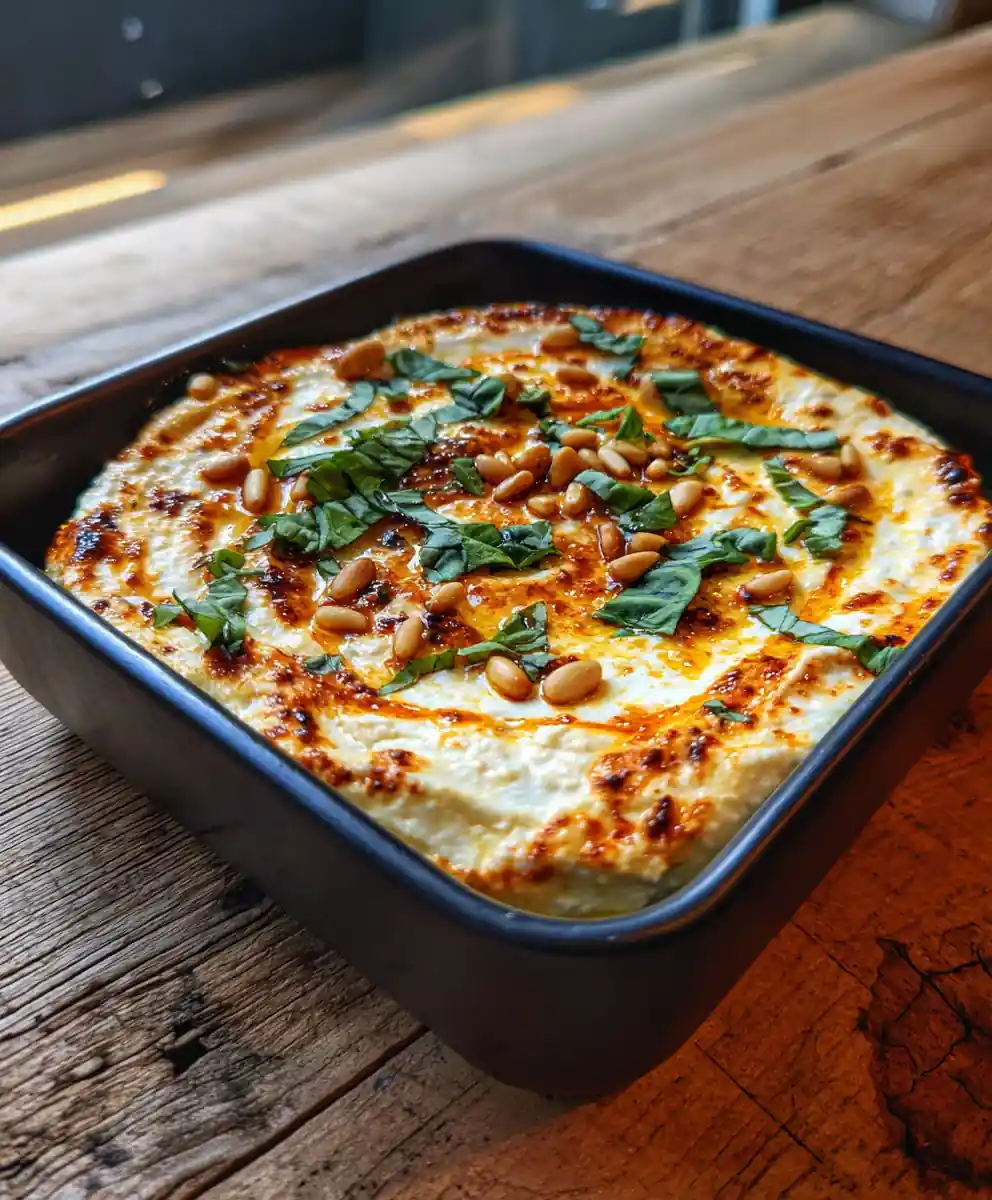 Baked Goat Cheese Dip with Sun Dried Tomato Pesto Swirl