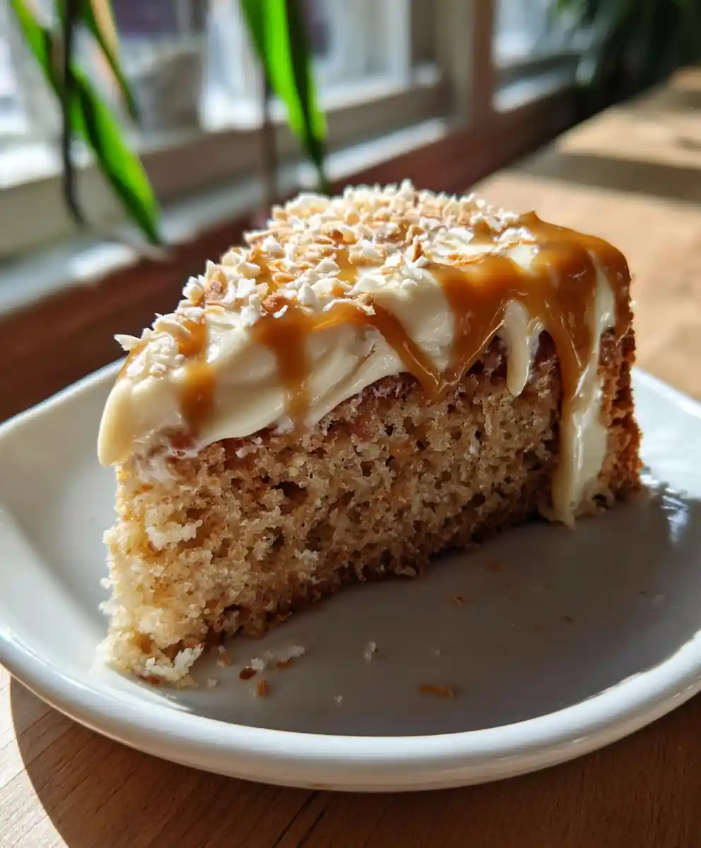 Banana Cake with Miso Caramel Swirl Cream Cheese Frosting