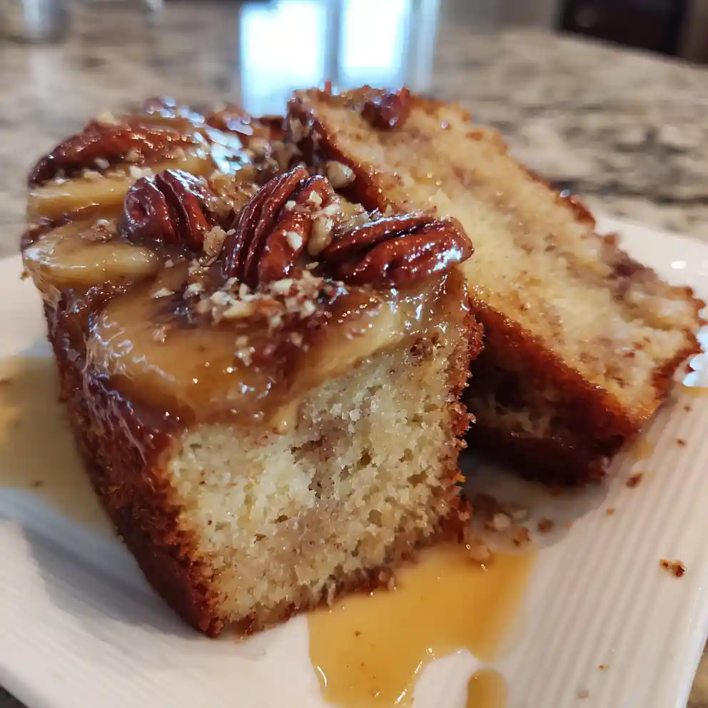 Banana Pecan Caramel Swirl Cake