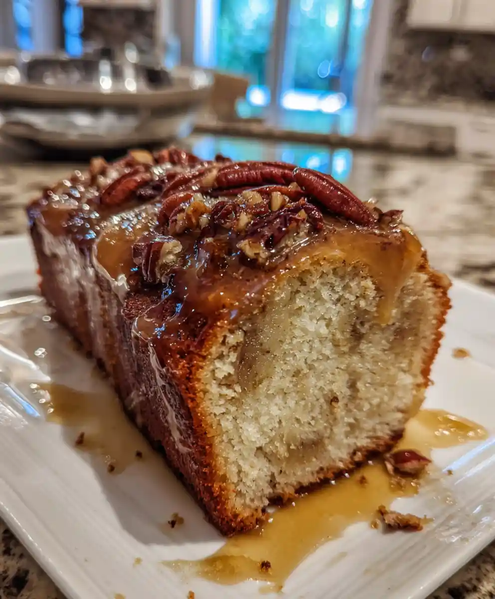 Banana Pecan Caramel Swirl Cake